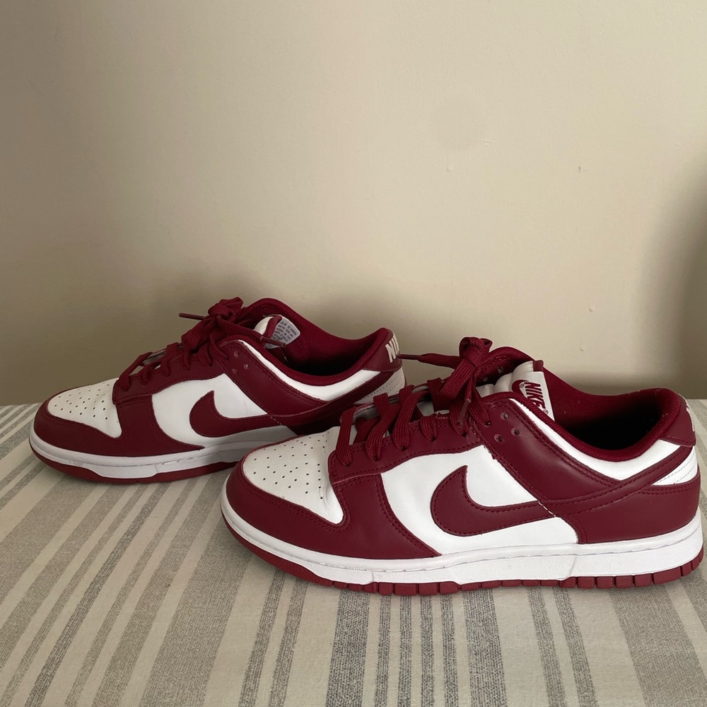 Burgundy and White Nike Dunks